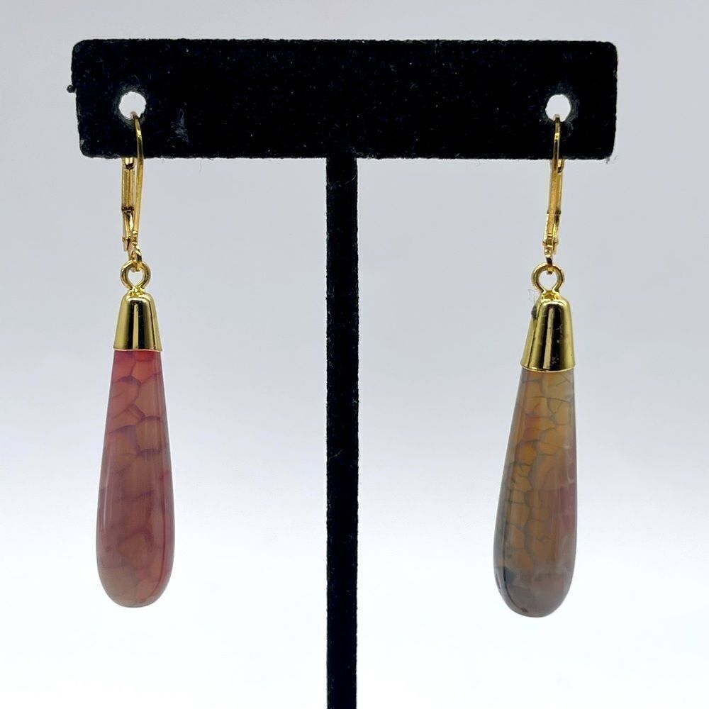 Jade Tear Drop Earrings with Gold plated